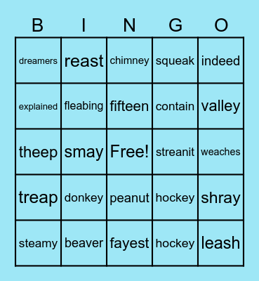 Multisyllabic words Bingo Card