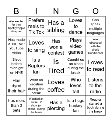 Find someone who... Bingo Card
