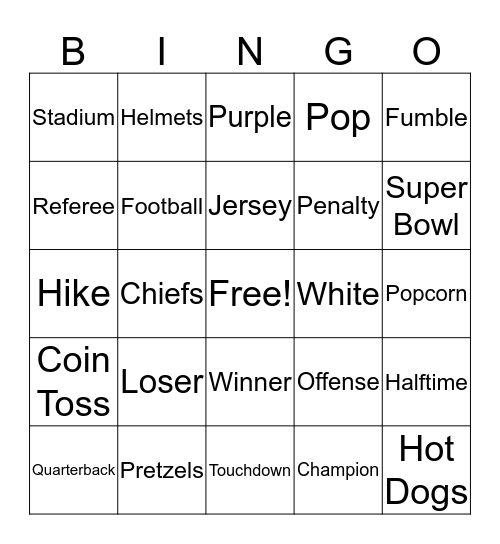 Football Bingo Card