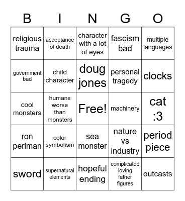 guillermo del toro bingo Card