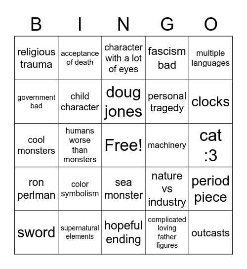 guillermo del toro bingo Card