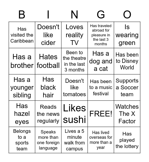 Get to know your colleagues Bingo Card