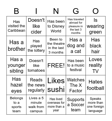 Get to know your colleagues Bingo Card