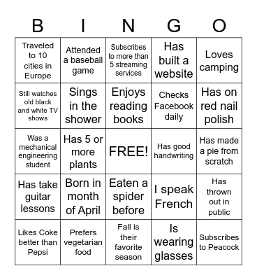 Get to know your colleagues: Guna Bingo Card