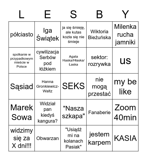 Lesby Bingo Card