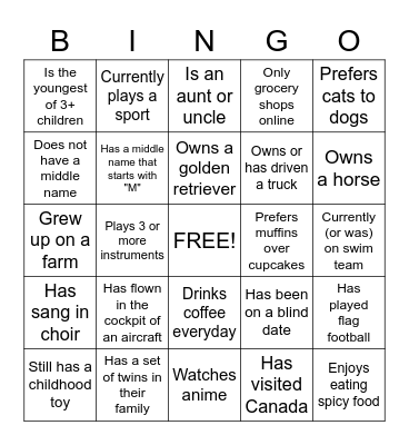 Getting To Know Your Colleagues Bingo Card