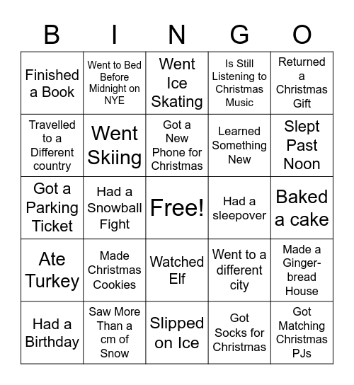 Find Someone Who ____ Over Break Bingo Card