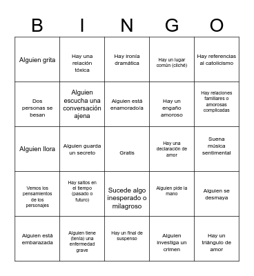 Telenovela Bingo Card