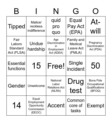 Ch 14 Bingo Card