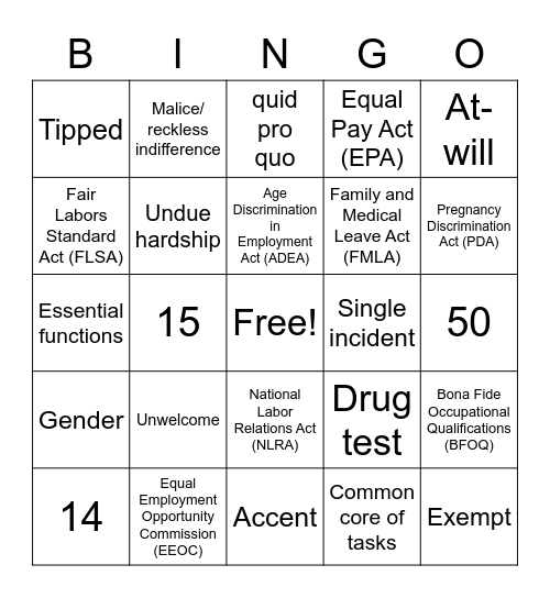 Ch 14 Bingo Card