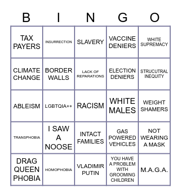 WHO IS TO BLAME? Bingo Card