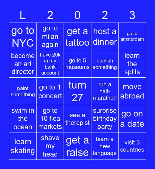 2023 - experiencing Bingo Card