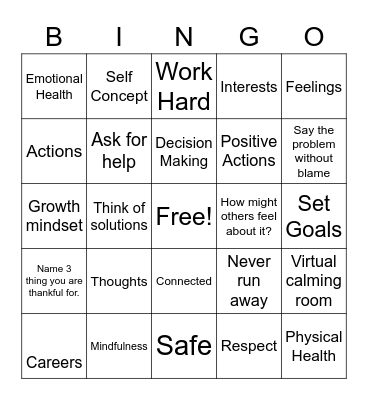 Guidance Review BINGO Card