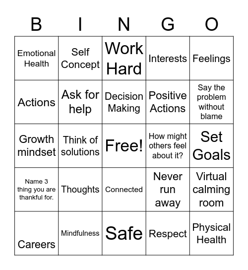 Guidance Review BINGO Card