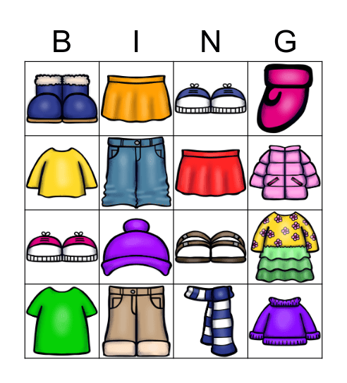 La Ropa Bingo Card