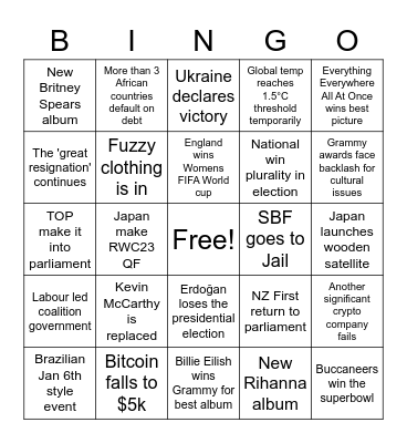 2023 Bingo Card