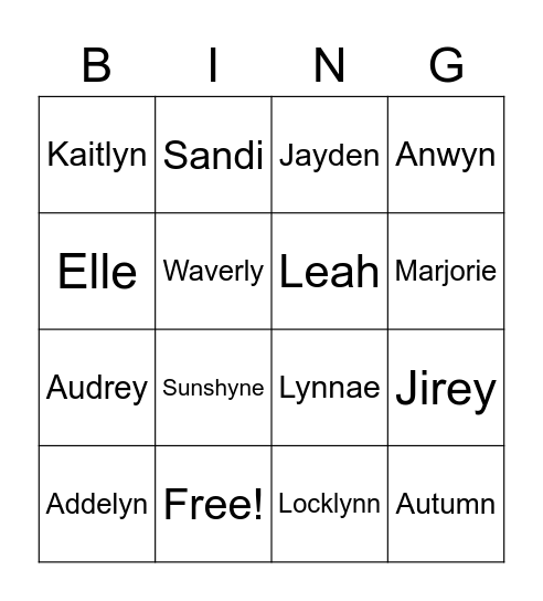 Untitled Bingo Card