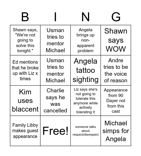 HEA S7 E19 Bingo Card