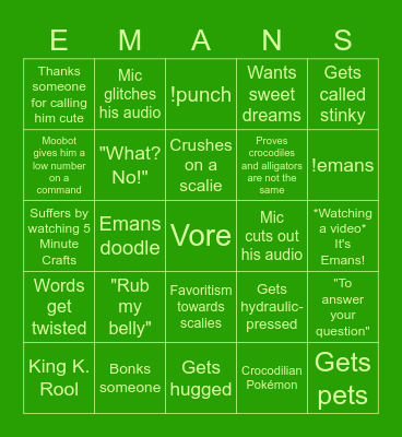 The Emans Bingo Card Bingo Card