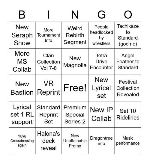 Vanguard Bingo Card