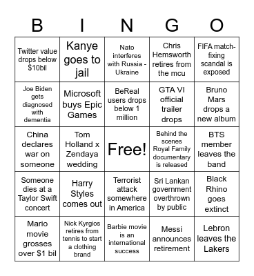 2023 BINGO Card