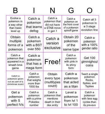 Gold Bingo Card