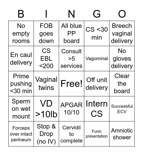 L&D 1/8-3/5 Bingo Card