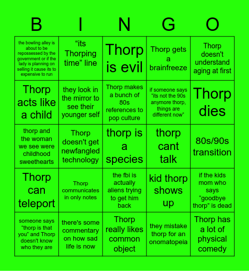 Thorp Bingo Card
