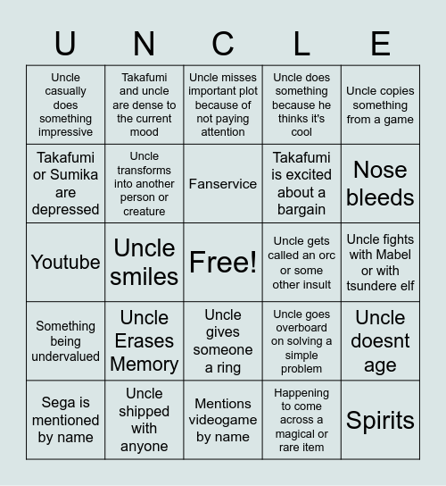 Uncle From Another World Bingo Card