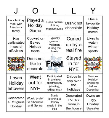 Holiday Bingo! Bingo Card