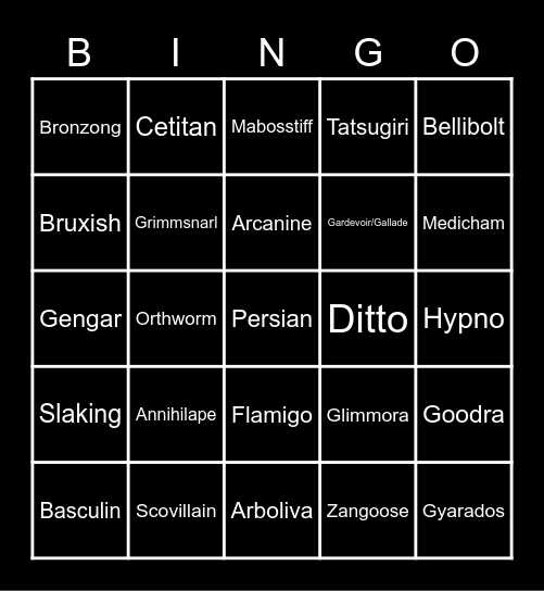 Shiny Pokémon Bingo (Scar/Vio) Bingo Card