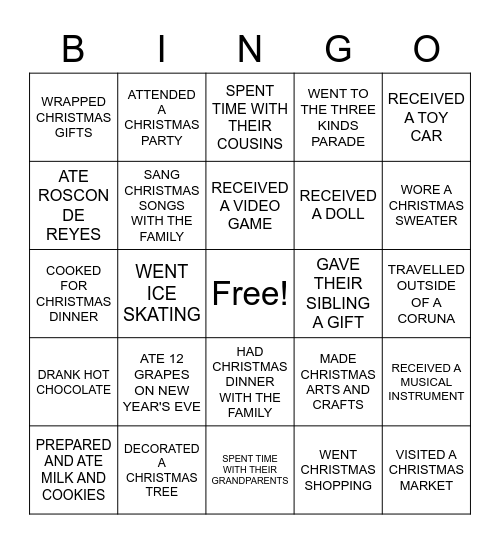 CHRISTMAS BREAK Bingo Card