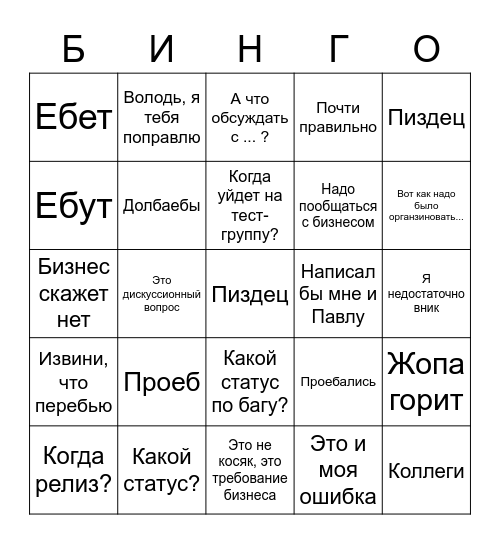 Сергей Бинго Bingo Card