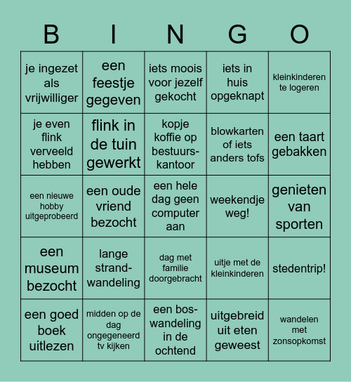 Jouw Pensioen Bingo Card