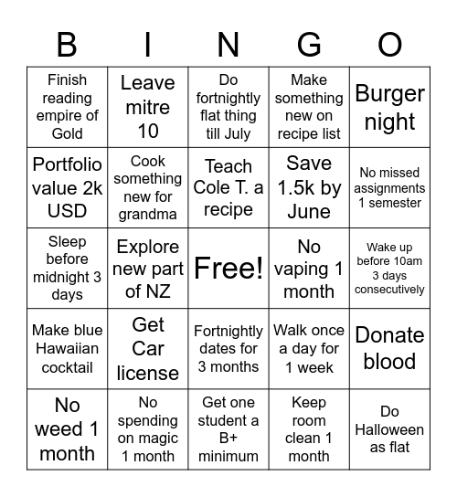 Bannin 2023 Bingo Card