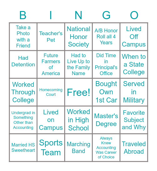 2023 Tax Homecoming Bingo Card