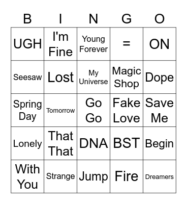 Girlof7bangtan Bingo Card