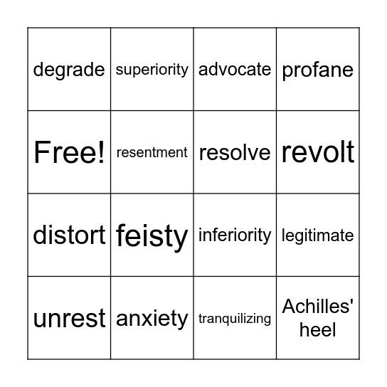 Lesson 11 Vocab BINGO Card