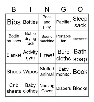 Baby Bingo Card