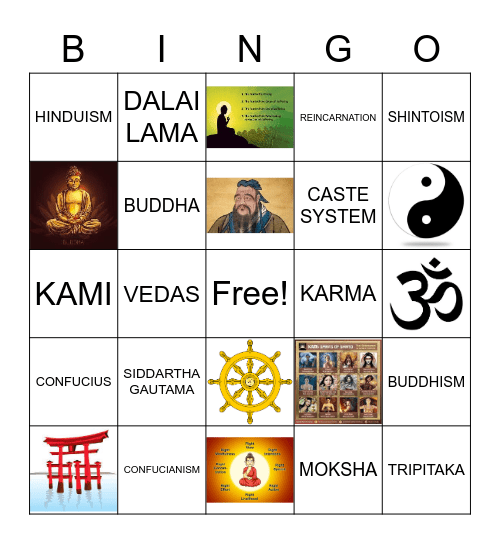 SOUTHERN & EASTERN ASIA RELIGIONS Bingo Card