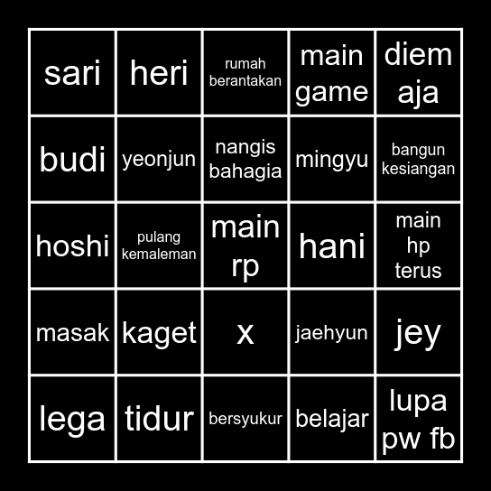 MINGYU Bingo Card