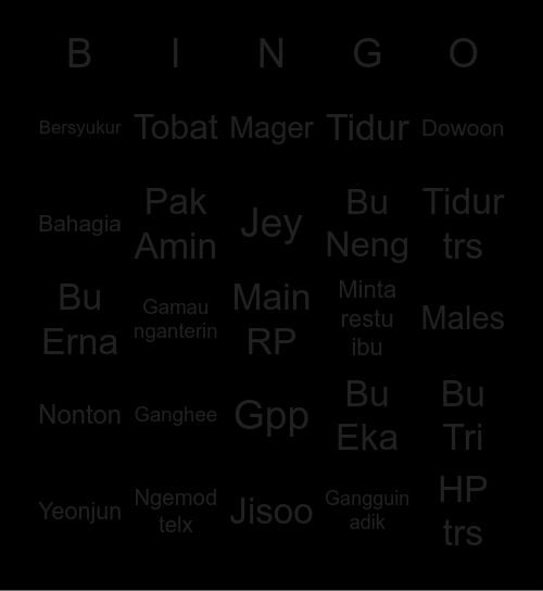 JAEWOOK Bingo Card