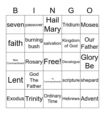 The Trinity Bingo Card