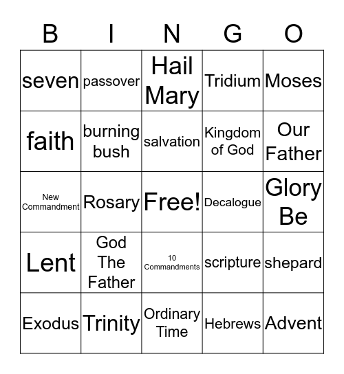 The Trinity Bingo Card