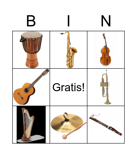 Muziekinstrumentenbingo Card