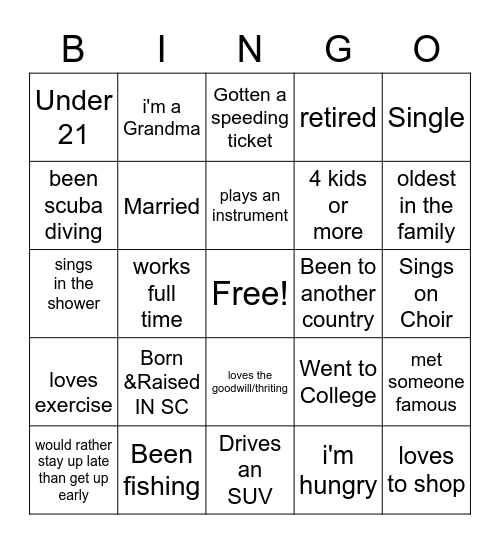 Womens Ministry Bingo Card