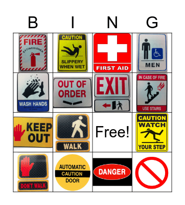 Community Safety Signs Bingo Card