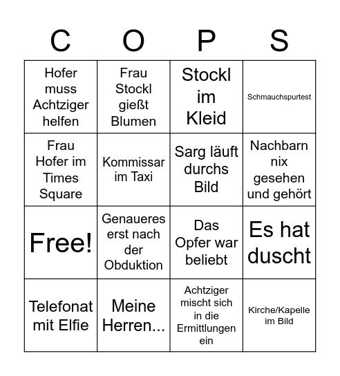 Rosenheim Cops Bingo Card