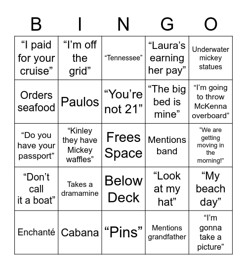 Cruisin for a bruisin bingo Card