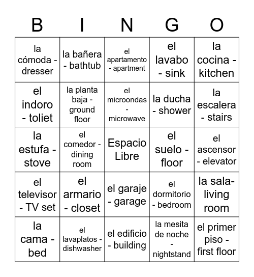 La casa Bingo Card